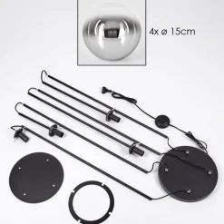 hofstein Gastor Lampadaire 30 cm Chrome, Clair, Fumé, 4 lumières