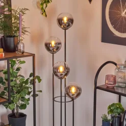 hofstein Gastor Lampadaire 30 cm Chrome, Clair, Fumé, 4 lumières