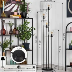 hofstein Gastor Lampadaire 30 cm Clair, 4 lumières