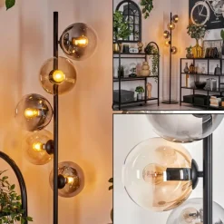 Suspension Verre Fumé-hofstein Gastor Lampadaire 33 cm Noir, 5 lumières