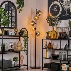 Suspension Verre Fumé-hofstein Gastor Lampadaire 33 cm Noir, 5 lumières