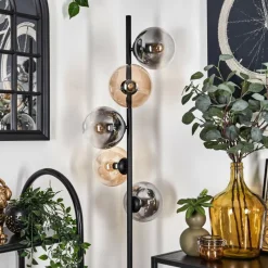 Suspension Verre Fumé-hofstein Gastor Lampadaire 33 cm Noir, 5 lumières