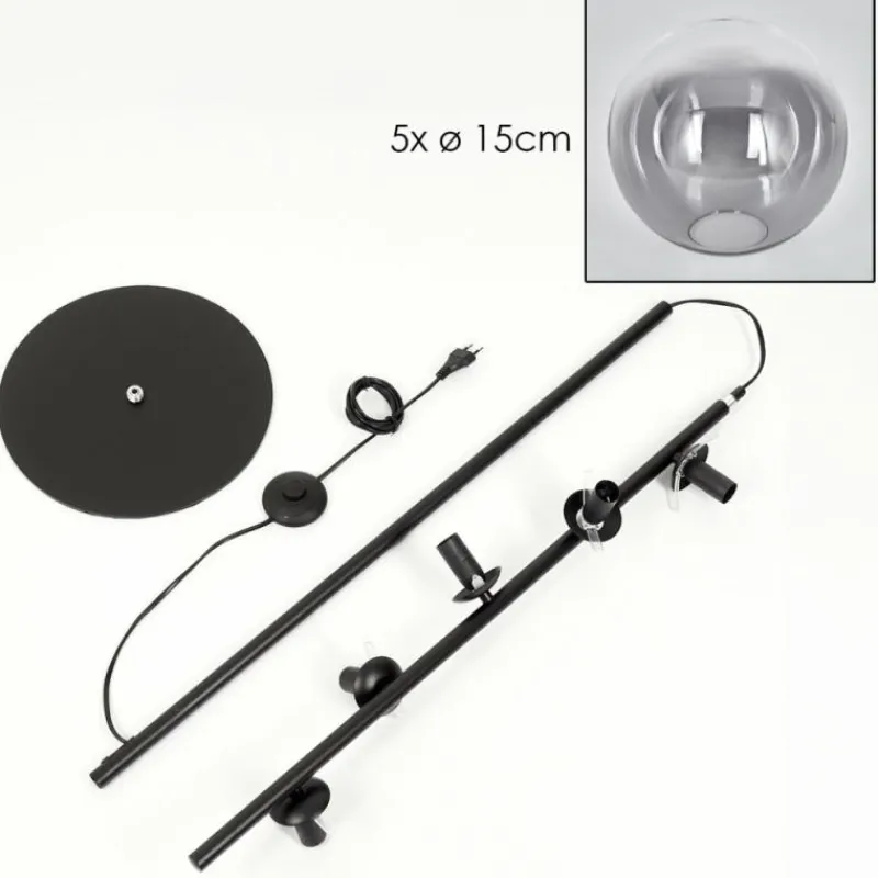 hofstein Gastor Lampadaire 33 cm Noir, 5 lumières