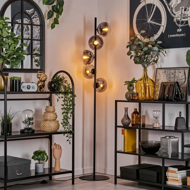 hofstein Gastor Lampadaire 33 cm Noir, 5 lumières