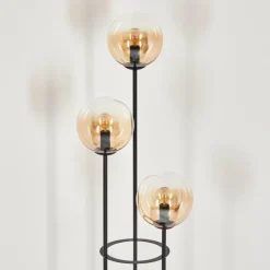 hofstein Gastor Lampadaire 25 cm Noir, 3 lumières