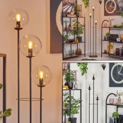 hofstein Gastor Lampadaire 30 cm Noir, 3 lumières