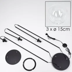 hofstein Gastor Lampadaire 30 cm Noir, 3 lumières