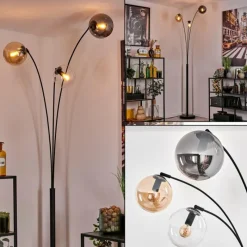 hofstein Gastor Lampadaire Ambre, Clair, Fumé, 3 lumières