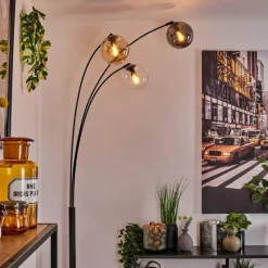 hofstein Gastor Lampadaire Ambre, Clair, Fumé, 3 lumières