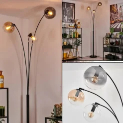hofstein Gastor Lampadaire Ambre, Clair, Fumé, 3 lumières