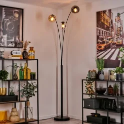 hofstein Gastor Lampadaire Ambre, Clair, Fumé, 3 lumières