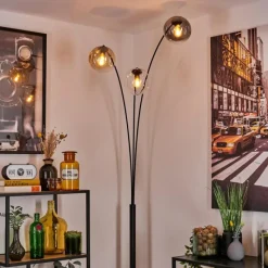 hofstein Gastor Lampadaire Ambre, Clair, Fumé, 3 lumières