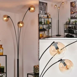 hofstein Gastor Lampadaire Ambre, Clair, 3 lumières