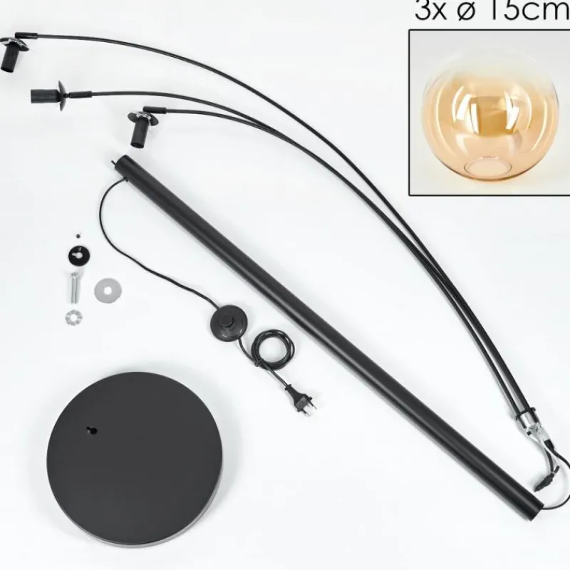 hofstein Gastor Lampadaire Ambre, Clair, 3 lumières