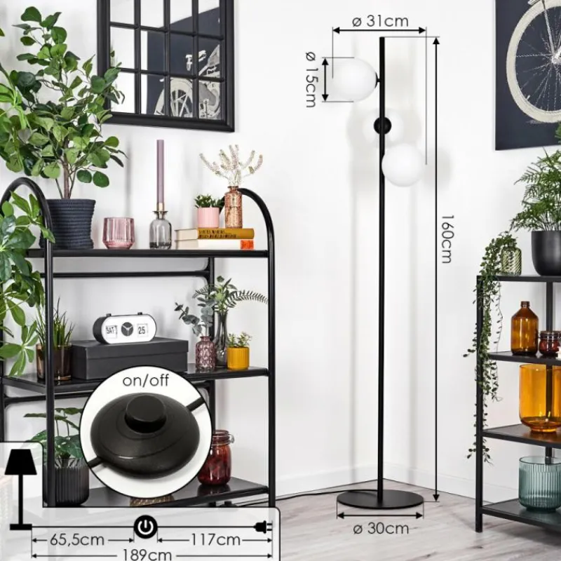 hofstein Gastor Lampadaire Blanc, 3 lumières