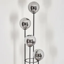 hofstein Gastor Lampadaire Bois foncé, Noir, 4 lumières