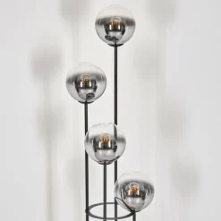 hofstein Gastor Lampadaire Bois foncé, Noir, 4 lumières