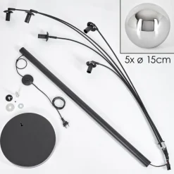 hofstein Gastor Lampadaire Chrome, 5 lumières