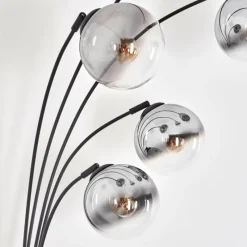 hofstein Gastor Lampadaire Chrome, Clair, Fumé, 5 lumières