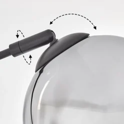 hofstein Gastor Lampadaire Chrome, Clair, Fumé, 5 lumières