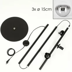 hofstein Gastor Lampadaire Chrome, Clair, Fumé, 3 lumières