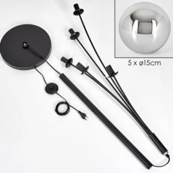 hofstein Gastor Lampadaire Chrome, Fumé, 5 lumières