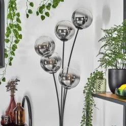 hofstein Gastor Lampadaire Chrome, Clair, Fumé, 5 lumières