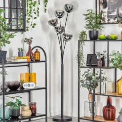 hofstein Gastor Lampadaire Chrome, Clair, Fumé, 5 lumières