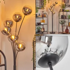 hofstein Gastor Lampadaire Chrome, Clair, Fumé, 6 lumières