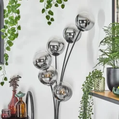 hofstein Gastor Lampadaire Chrome, Clair, Fumé, 6 lumières