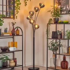 hofstein Gastor Lampadaire Chrome, Clair, Fumé, 6 lumières