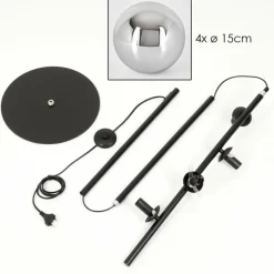 hofstein Gastor Lampadaire Chrome, Fumé, 4 lumières