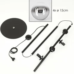 hofstein Gastor Lampadaire Chrome, Clair, Fumé, 4 lumières