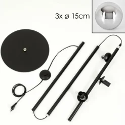 hofstein Gastor Lampadaire Chrome, Fumé, 3 lumières