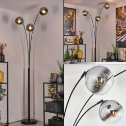 hofstein Gastor Lampadaire Noir, 3 lumières