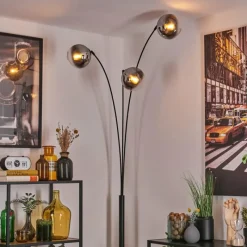 hofstein Gastor Lampadaire Noir, 3 lumières