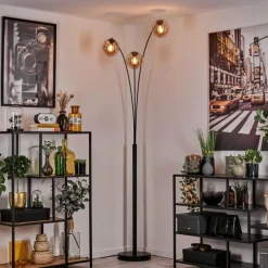 hofstein Gastor Lampadaire Noir, 3 lumières