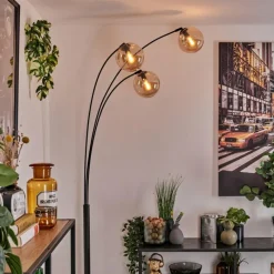 hofstein Gastor Lampadaire Noir, 3 lumières