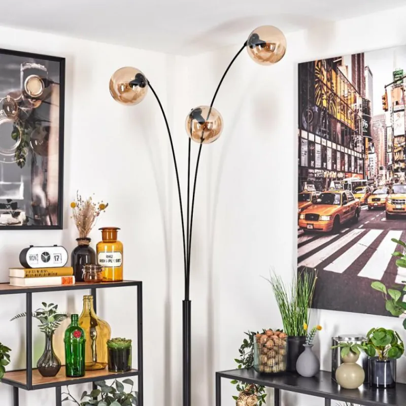 hofstein Gastor Lampadaire Noir, 3 lumières