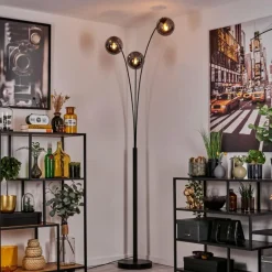 hofstein Gastor Lampadaire Noir, 3 lumières