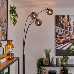 hofstein Gastor Lampadaire Noir, 3 lumières