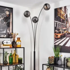 hofstein Gastor Lampadaire Noir, 3 lumières