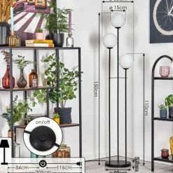 hofstein Gastor Lampadaire Noir, 3 lumières