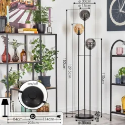 hofstein Gastor Lampadaire Noir, 3 lumières