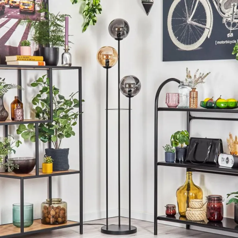 hofstein Gastor Lampadaire Noir, 3 lumières