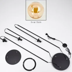 hofstein Gastor Lampadaire Noir, 3 lumières