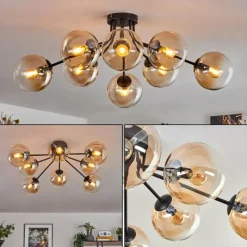 hofstein Gastor Plafonnier 87 cm Ambre, Clair, 8 lumières
