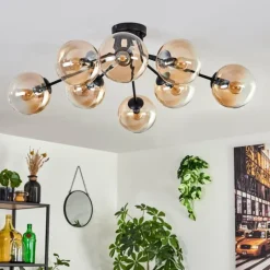 hofstein Gastor Plafonnier 87 cm Ambre, Clair, 8 lumières