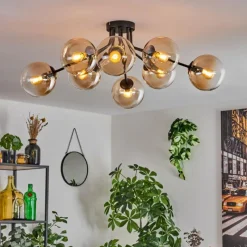 hofstein Gastor Plafonnier 87 cm Ambre, Clair, 8 lumières