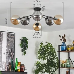 hofstein Gastor Plafonnier 74 cm Ambre, Fumé, 6 lumières